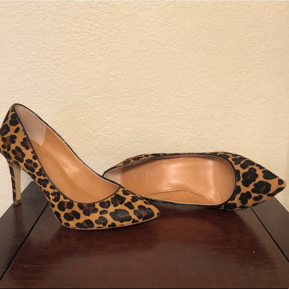 J Crew Leopard Print Calf Hair Heels